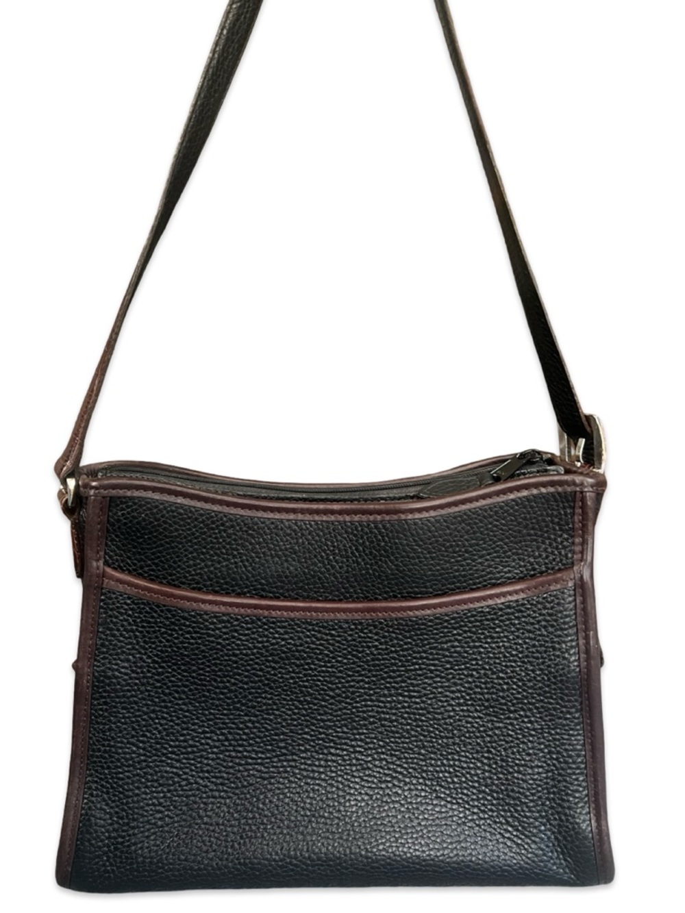 Brighton Collection Buckle Shoulder Bag Black and Tan with Croc Embossed Accents - Picture 4 of 15